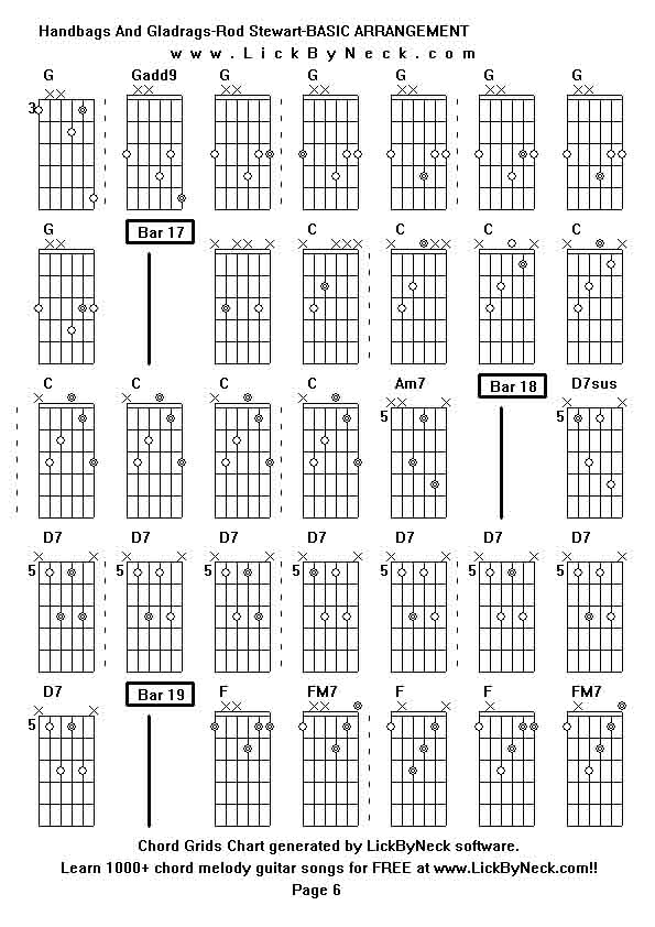 Chord Grids Chart of chord melody fingerstyle guitar song-Handbags And Gladrags-Rod Stewart-BASIC ARRANGEMENT,generated by LickByNeck software.